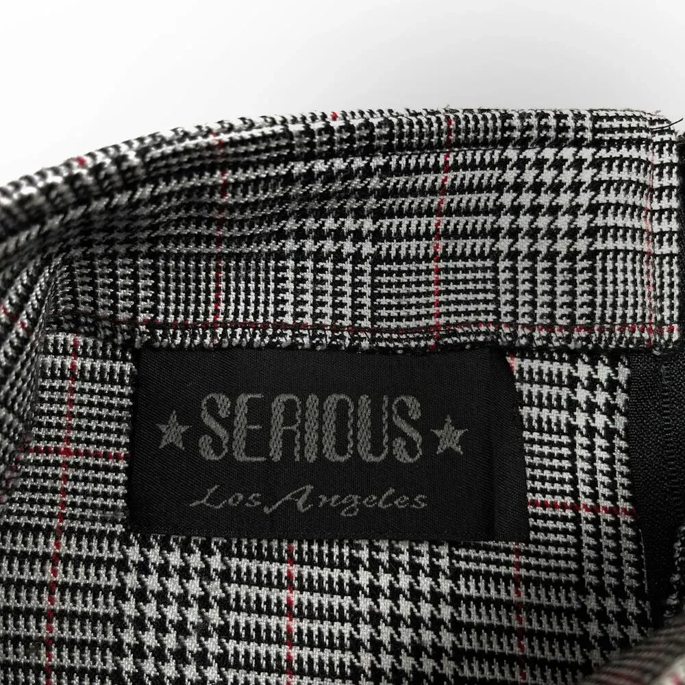 Y2K Serious Los Angeles Plaid Houndstooth Mini Skirt Small Vintage LA Clothing